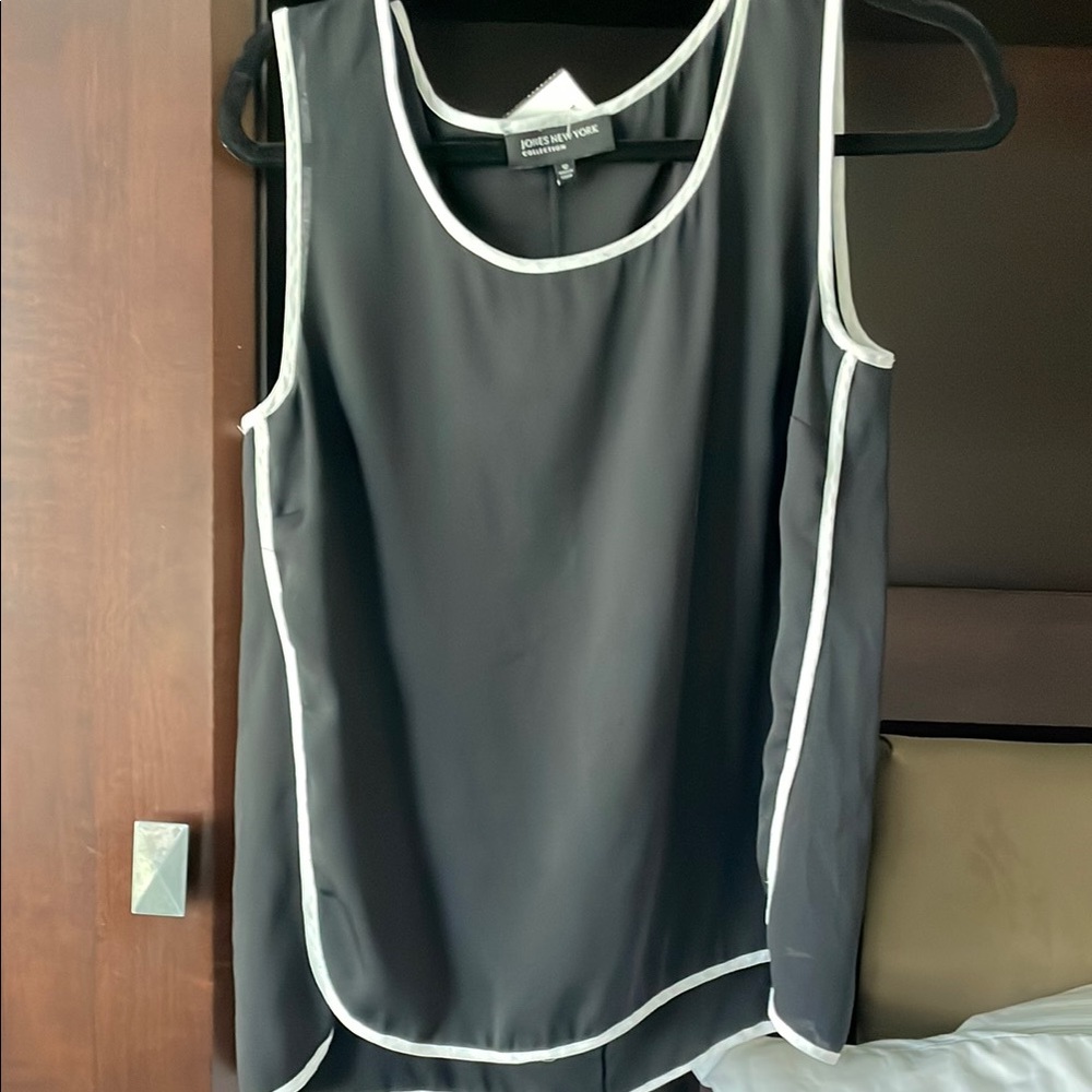 Jones New York Black and Gray Sleeveless Tank Top Size 12